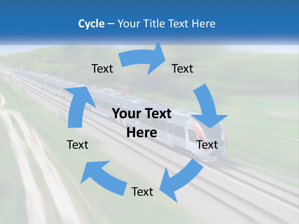A Train Traveling Down A Track With Trees In The Background PowerPoint Template