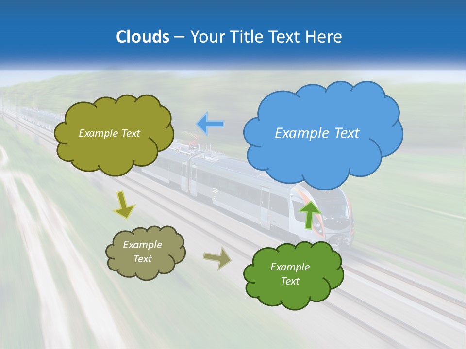A Train Traveling Down A Track With Trees In The Background PowerPoint Template