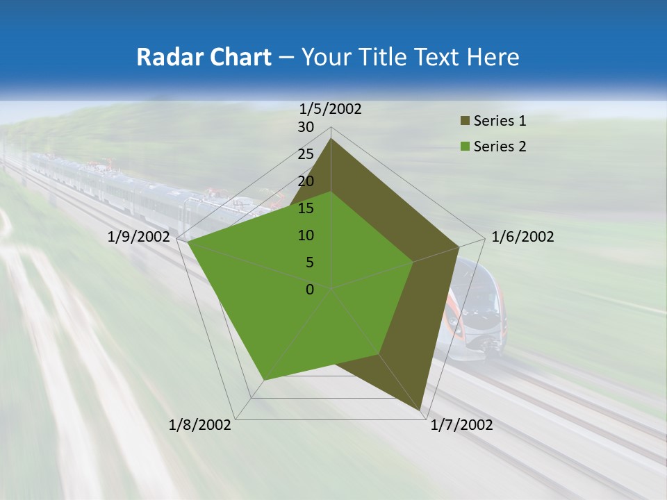 A Train Traveling Down A Track With Trees In The Background PowerPoint Template