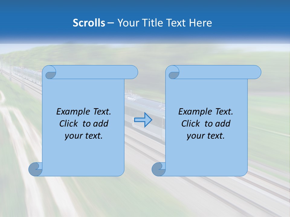 A Train Traveling Down A Track With Trees In The Background PowerPoint Template