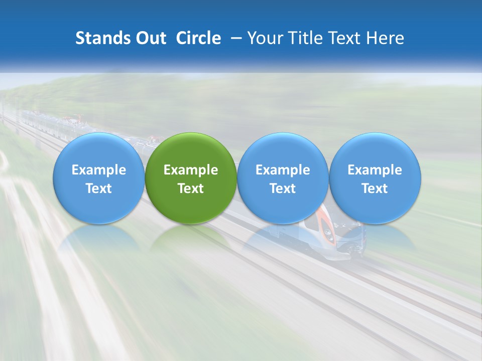 A Train Traveling Down A Track With Trees In The Background PowerPoint Template