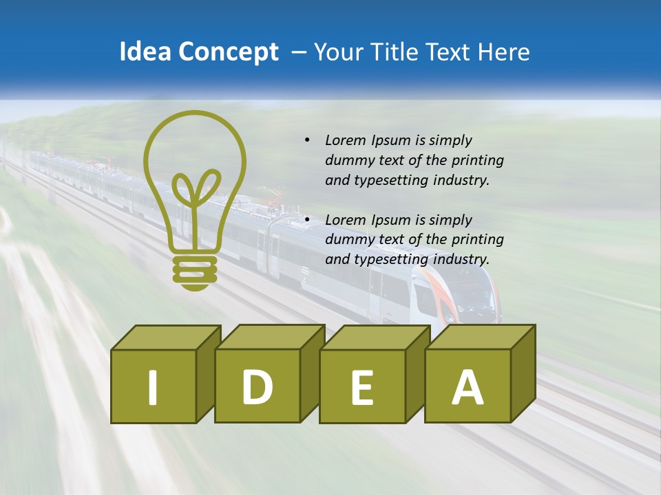 A Train Traveling Down A Track With Trees In The Background PowerPoint Template