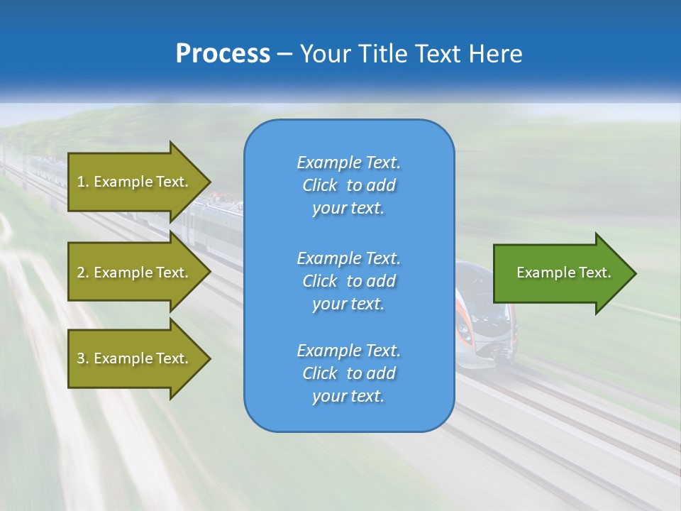A Train Traveling Down A Track With Trees In The Background PowerPoint Template