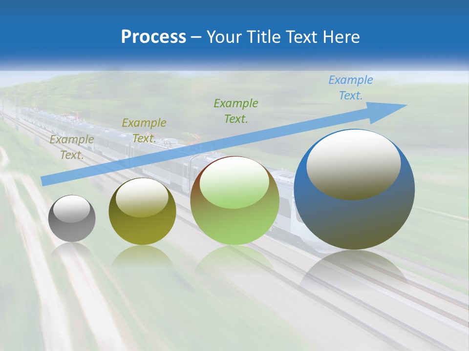 A Train Traveling Down A Track With Trees In The Background PowerPoint Template