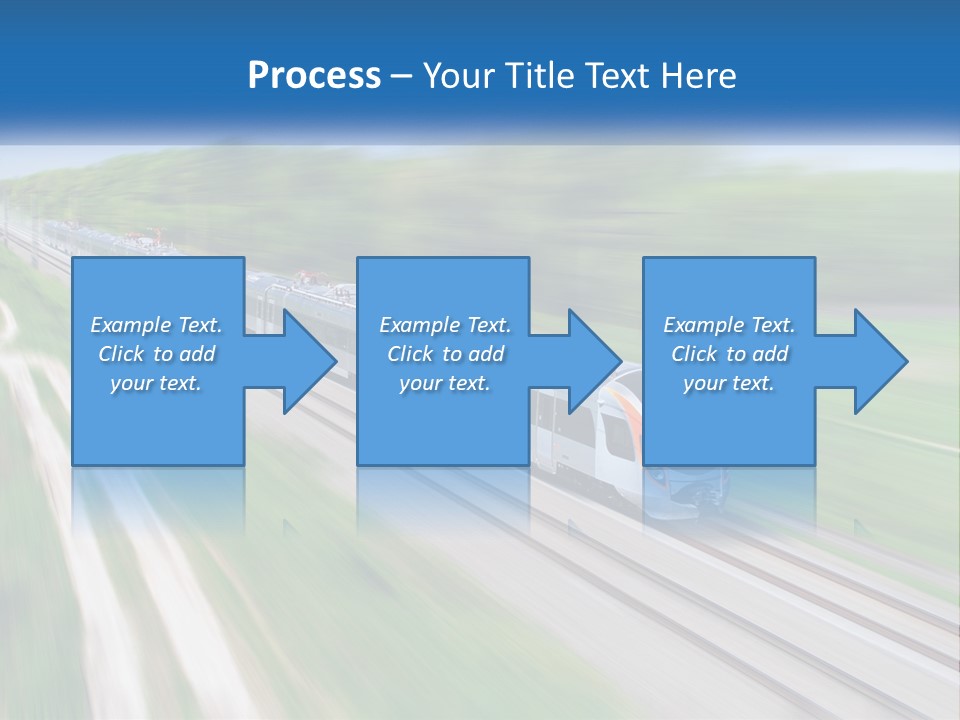 A Train Traveling Down A Track With Trees In The Background PowerPoint Template