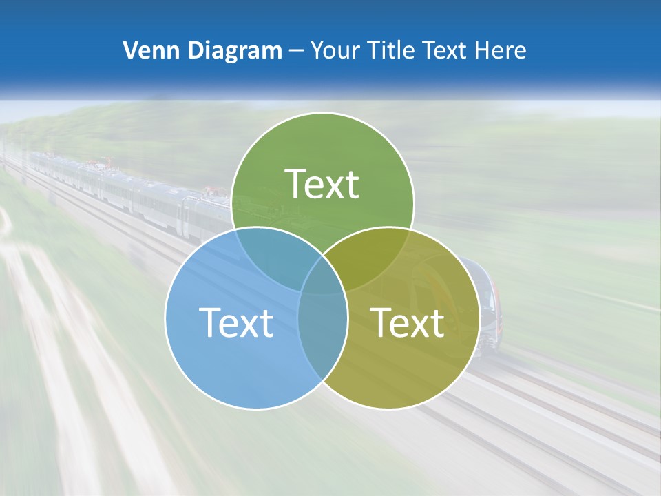 A Train Traveling Down A Track With Trees In The Background PowerPoint Template