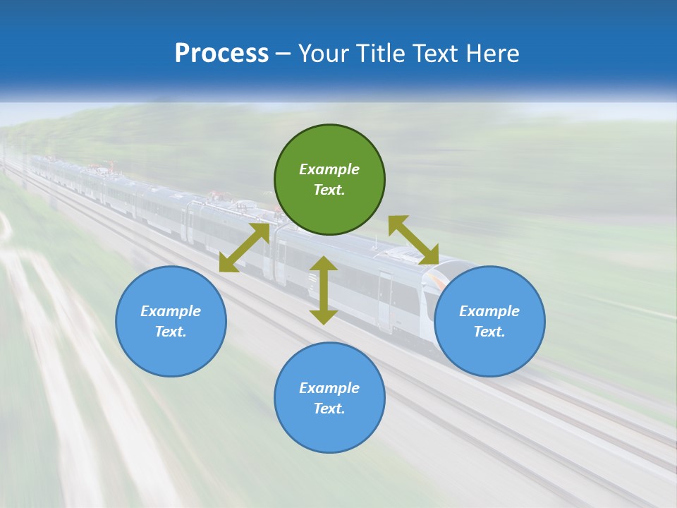 A Train Traveling Down A Track With Trees In The Background PowerPoint Template