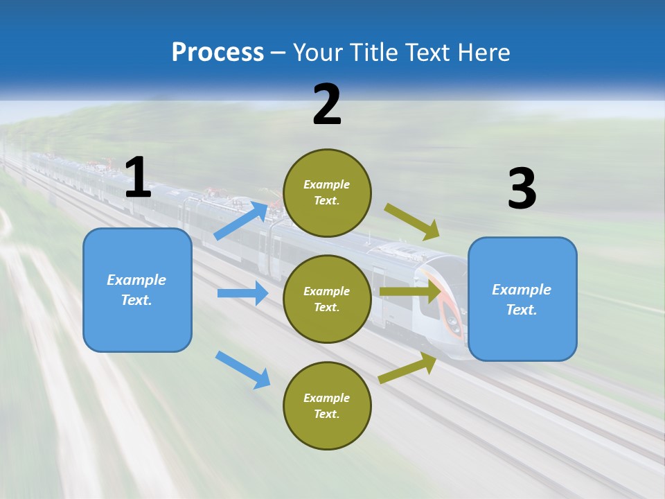 A Train Traveling Down A Track With Trees In The Background PowerPoint Template