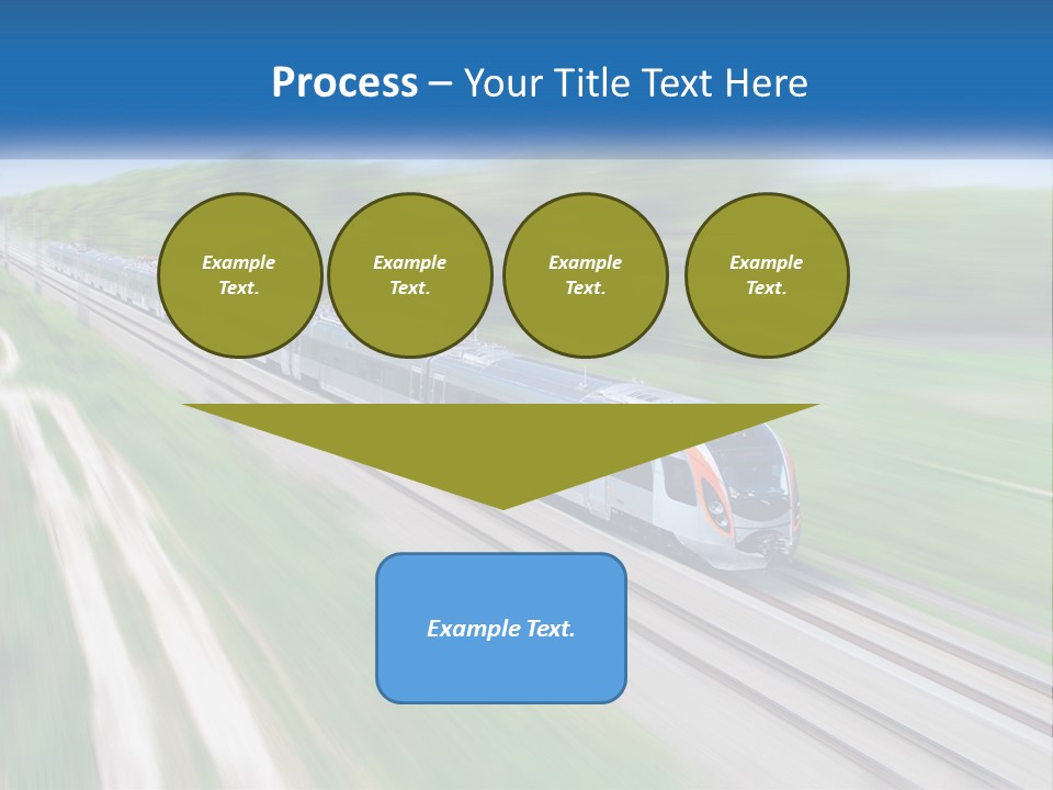 A Train Traveling Down A Track With Trees In The Background PowerPoint Template