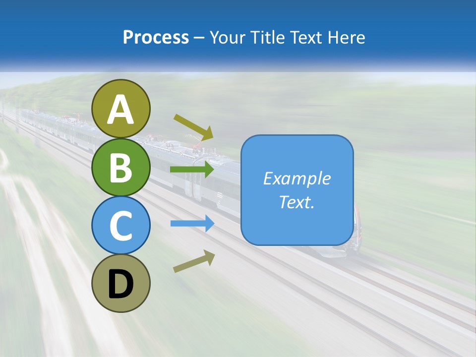 A Train Traveling Down A Track With Trees In The Background PowerPoint Template