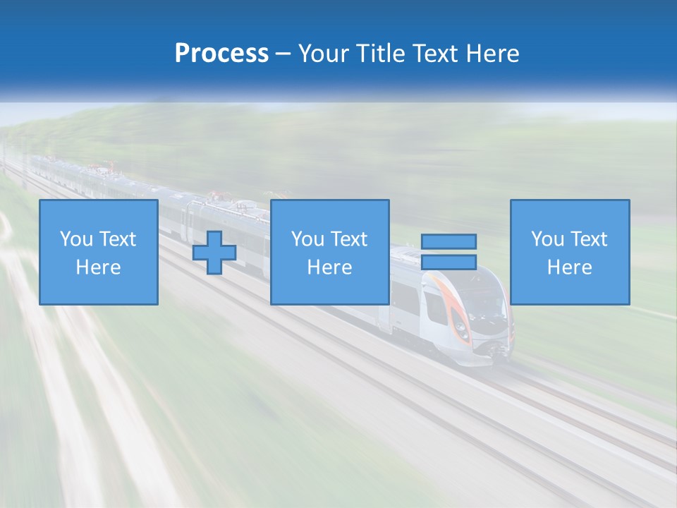 A Train Traveling Down A Track With Trees In The Background PowerPoint Template