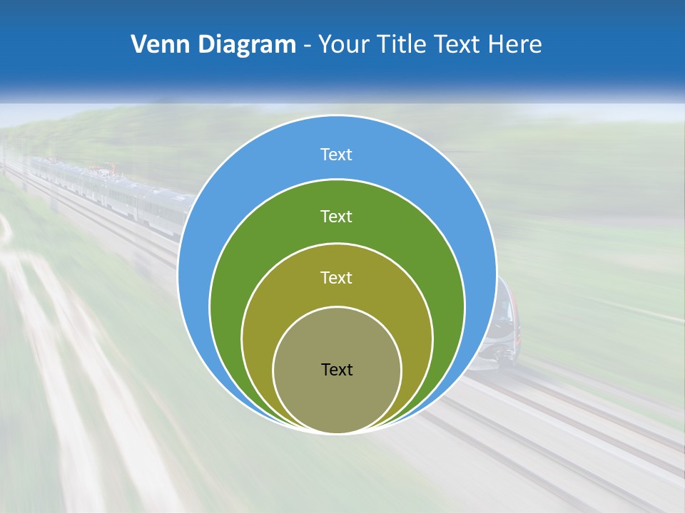 A Train Traveling Down A Track With Trees In The Background PowerPoint Template
