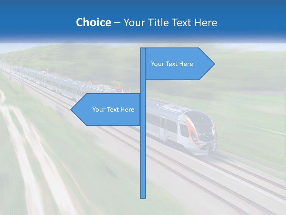 A Train Traveling Down A Track With Trees In The Background PowerPoint Template