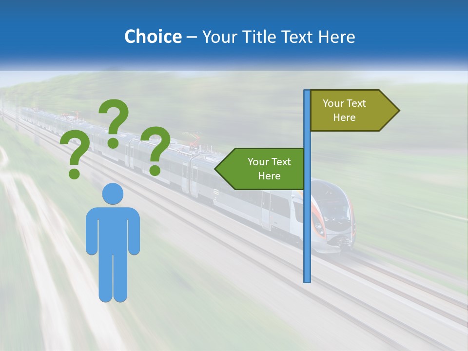 A Train Traveling Down A Track With Trees In The Background PowerPoint Template