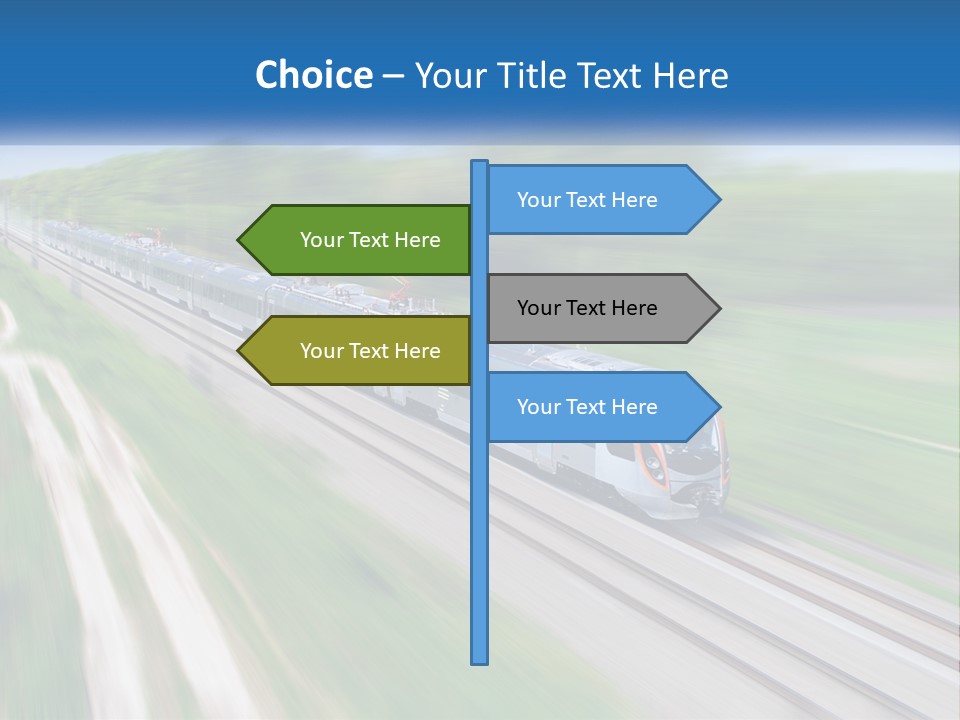 A Train Traveling Down A Track With Trees In The Background PowerPoint Template