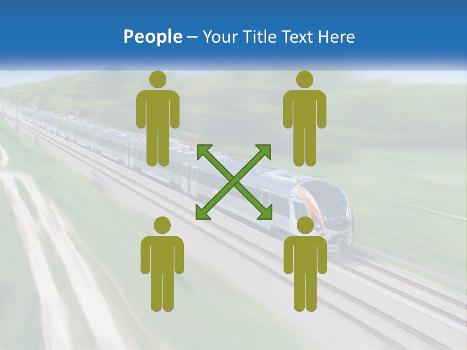 A Train Traveling Down A Track With Trees In The Background PowerPoint Template