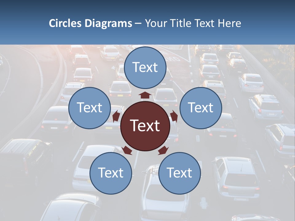 A Highway Filled With Lots Of Traffic At Sunset PowerPoint Template