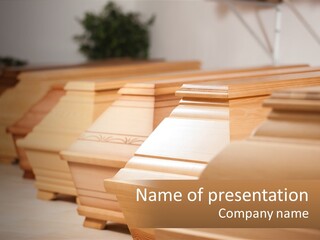 A Row Of Wooden Benches Sitting Next To Each Other PowerPoint Template