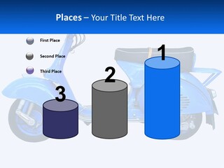 A Blue Motor Scooter With A Black Seat PowerPoint Template