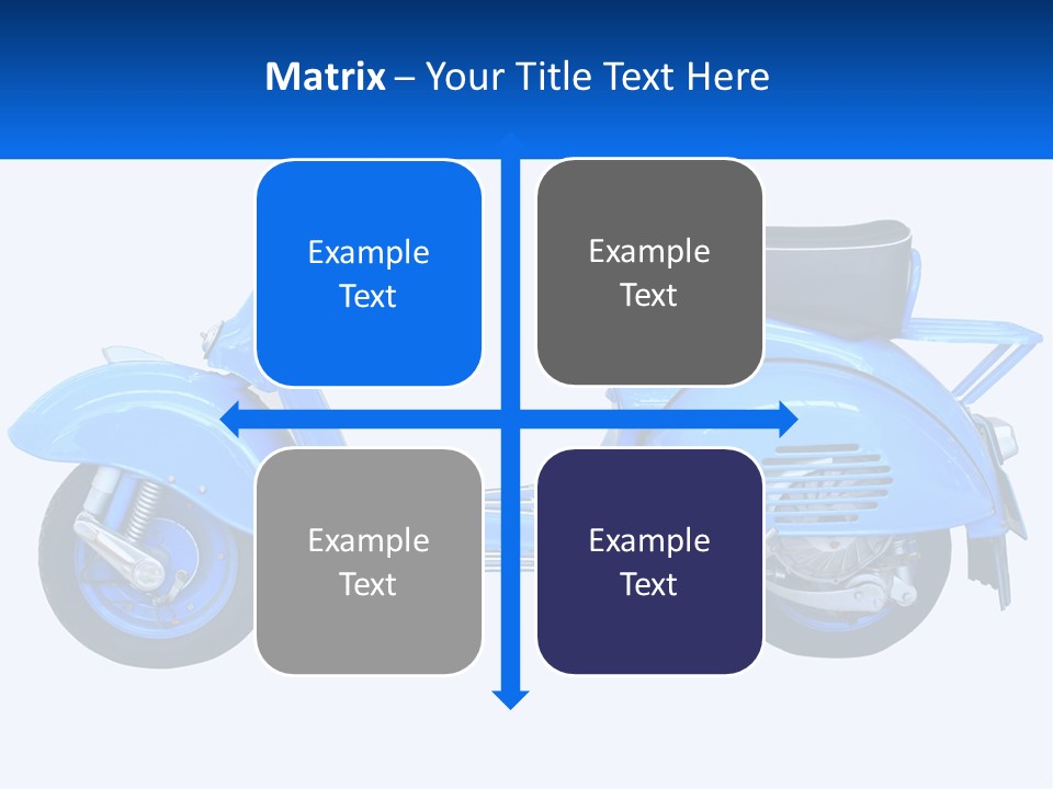 A Blue Motor Scooter With A Black Seat PowerPoint Template