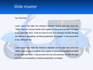 A Blue Motor Scooter With A Black Seat PowerPoint Template