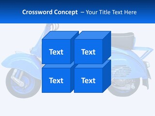 A Blue Motor Scooter With A Black Seat PowerPoint Template