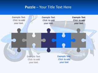 A Blue Motor Scooter With A Black Seat PowerPoint Template