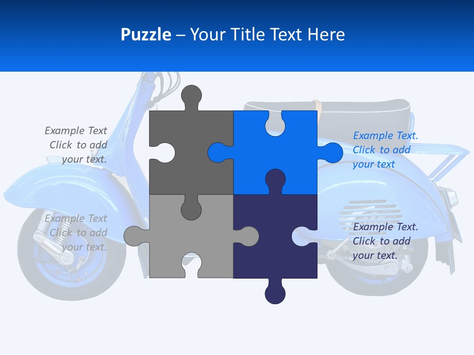 A Blue Motor Scooter With A Black Seat PowerPoint Template