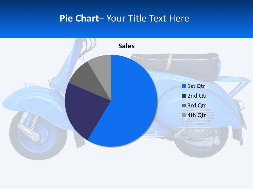 A Blue Motor Scooter With A Black Seat PowerPoint Template