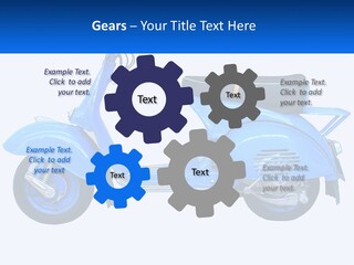 A Blue Motor Scooter With A Black Seat PowerPoint Template