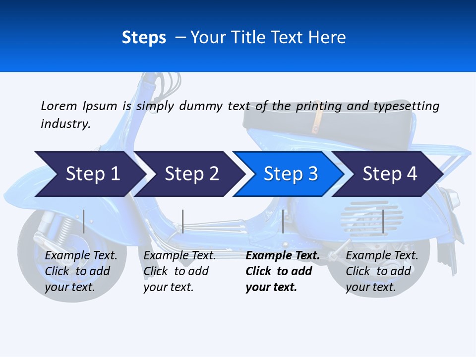 A Blue Motor Scooter With A Black Seat PowerPoint Template