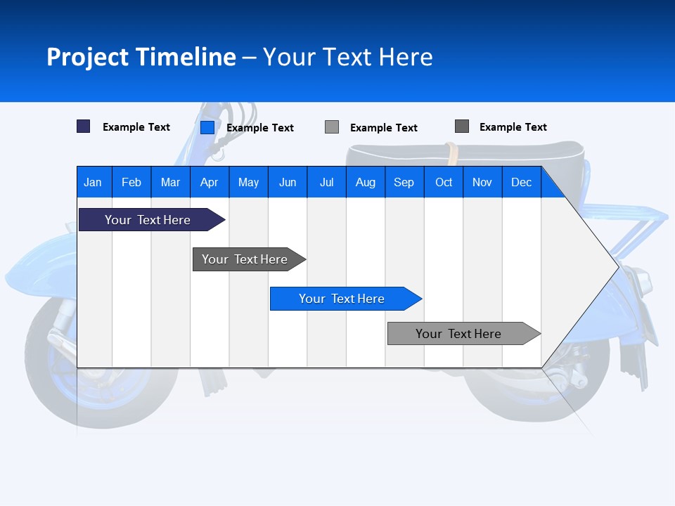 A Blue Motor Scooter With A Black Seat PowerPoint Template