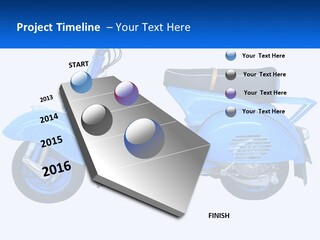 A Blue Motor Scooter With A Black Seat PowerPoint Template