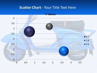 A Blue Motor Scooter With A Black Seat PowerPoint Template