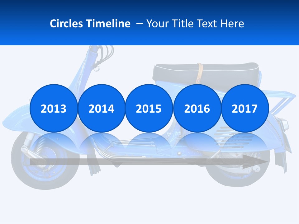 A Blue Motor Scooter With A Black Seat PowerPoint Template
