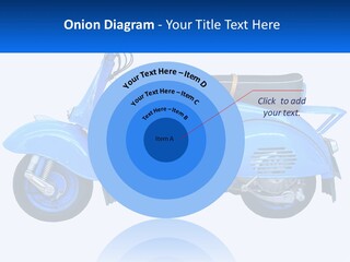 A Blue Motor Scooter With A Black Seat PowerPoint Template