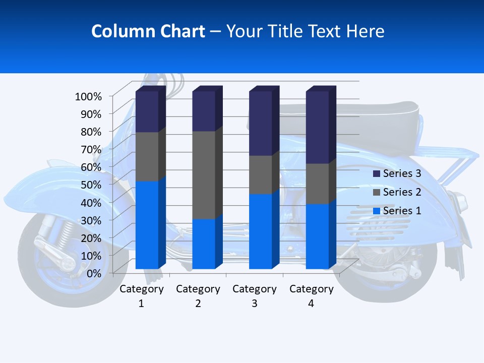 A Blue Motor Scooter With A Black Seat PowerPoint Template