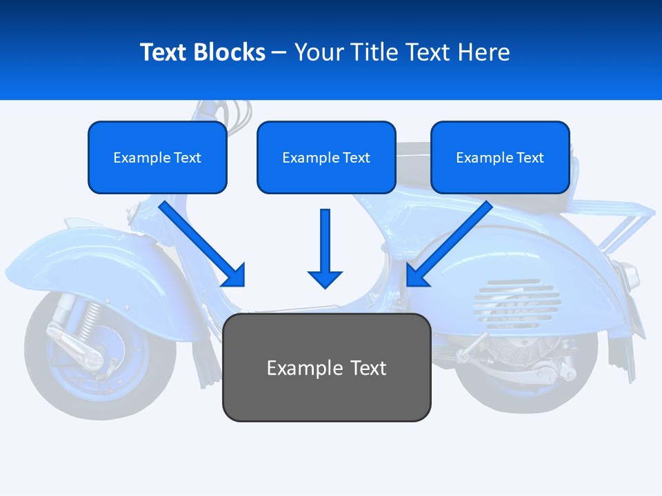 A Blue Motor Scooter With A Black Seat PowerPoint Template