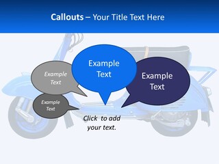 A Blue Motor Scooter With A Black Seat PowerPoint Template