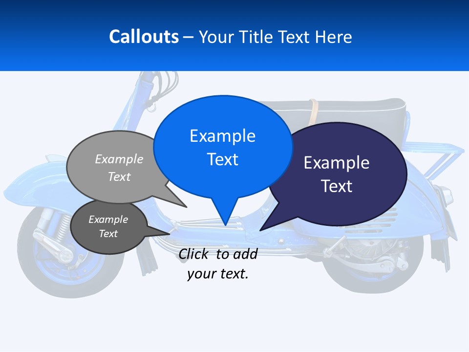 A Blue Motor Scooter With A Black Seat PowerPoint Template