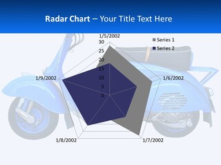 A Blue Motor Scooter With A Black Seat PowerPoint Template