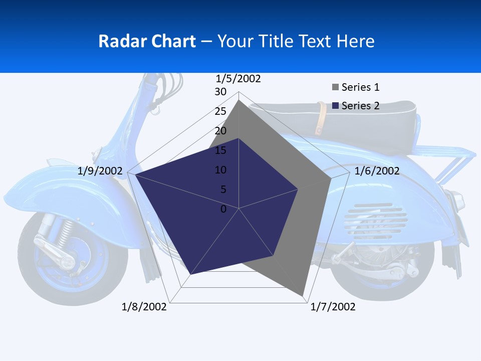 A Blue Motor Scooter With A Black Seat PowerPoint Template