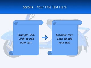 A Blue Motor Scooter With A Black Seat PowerPoint Template