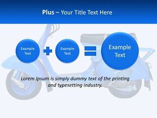 A Blue Motor Scooter With A Black Seat PowerPoint Template