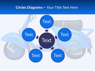 A Blue Motor Scooter With A Black Seat PowerPoint Template
