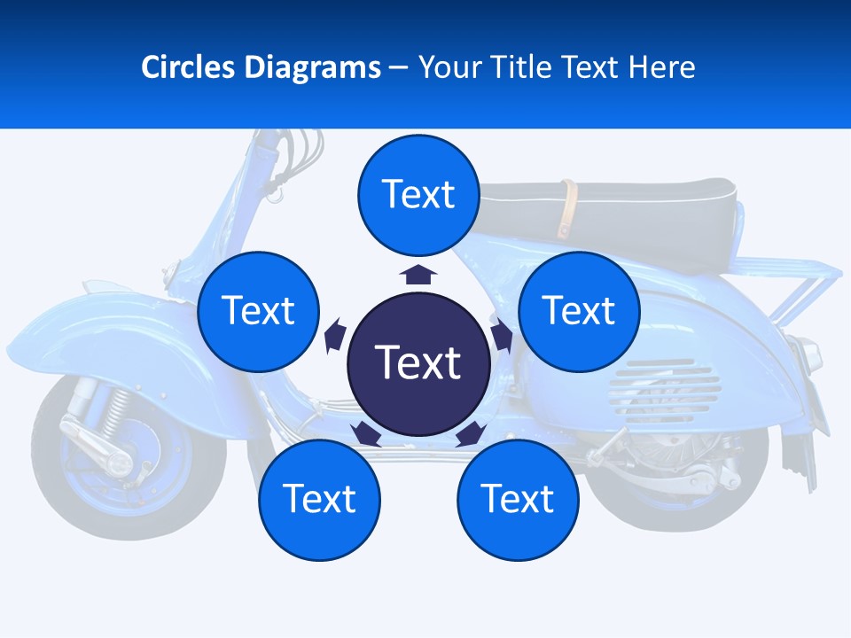A Blue Motor Scooter With A Black Seat PowerPoint Template