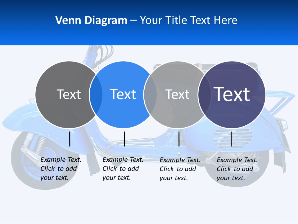 A Blue Motor Scooter With A Black Seat PowerPoint Template
