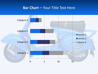 A Blue Motor Scooter With A Black Seat PowerPoint Template