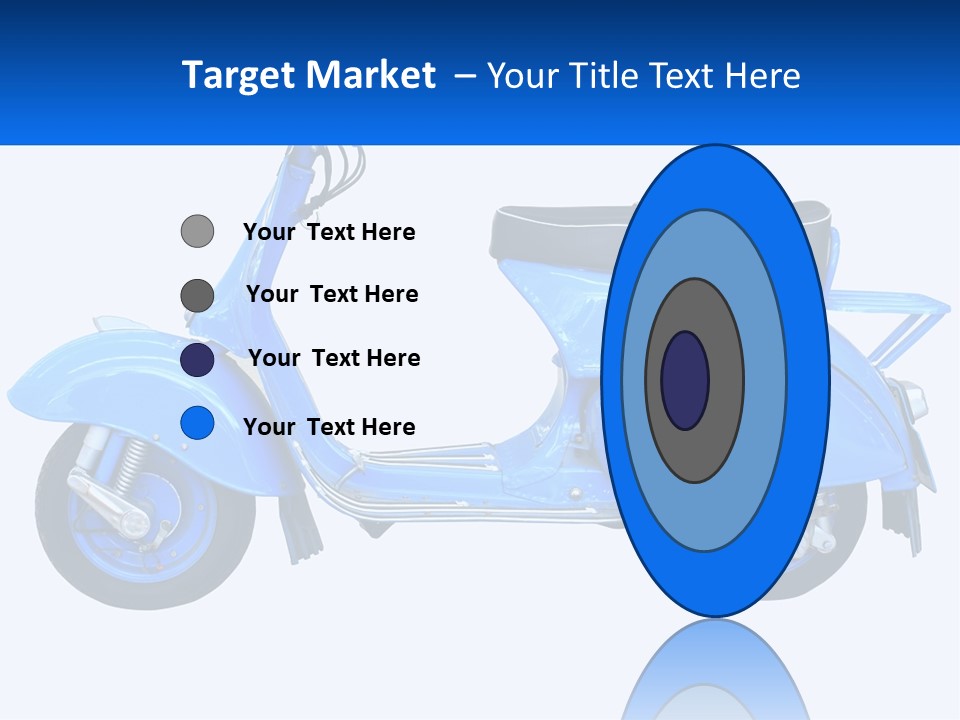 A Blue Motor Scooter With A Black Seat PowerPoint Template