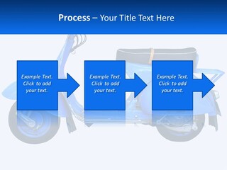 A Blue Motor Scooter With A Black Seat PowerPoint Template